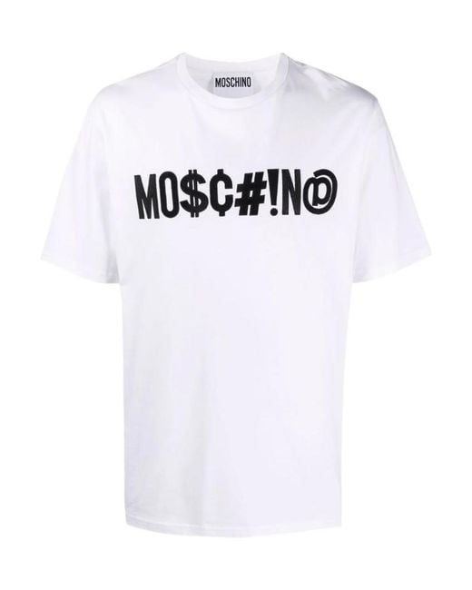 Moschino White Symbols Logo-Embroidered Boxy T-Shirt for men
