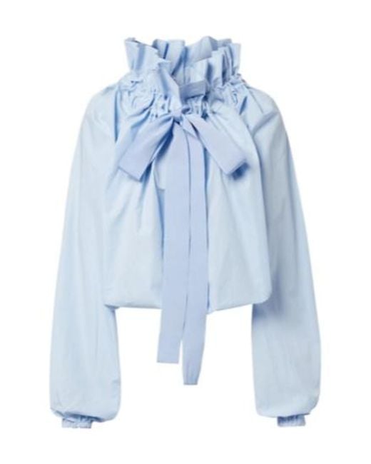 Patou Blue Bow-Detail Cotton Poplin Blouse