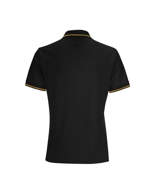 Versace Jeans Black Couture Logo Plaque Striped-Trim Polo Shirt for men