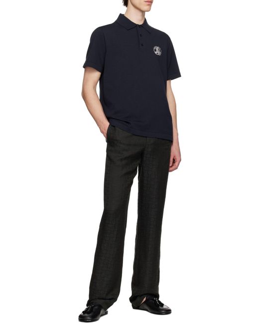 Givenchy Blue Logo-Jacquard Short-Sleeved Polo Shirt for men