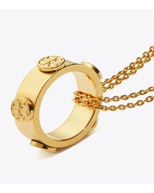 Tory Burch Metallic Miller Stud Circle Pendant Necklace