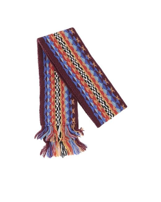 Dries Van Noten Red Jacquard Wool Scarf