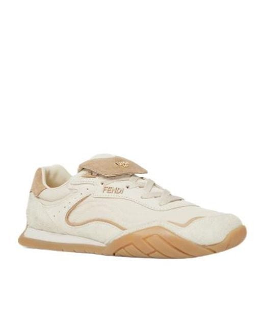 Fendi White Wave Pulse Low-Top Sneakers