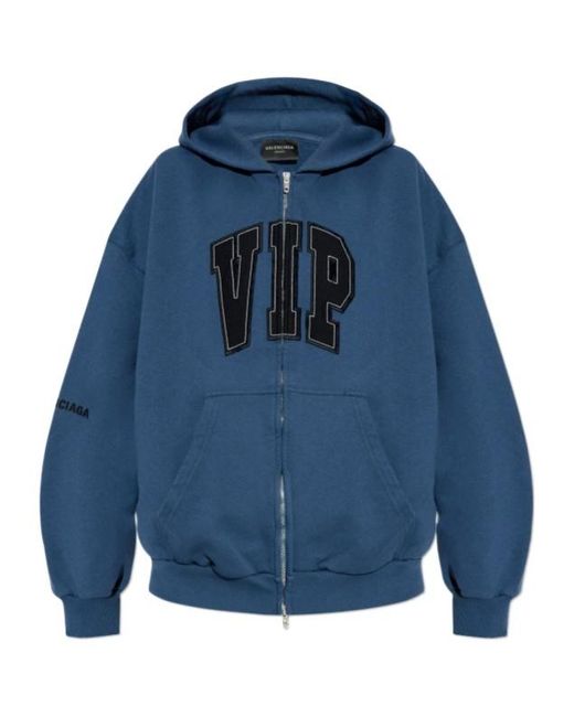 Balenciaga Blue Vip Patch Zipped Hoodie