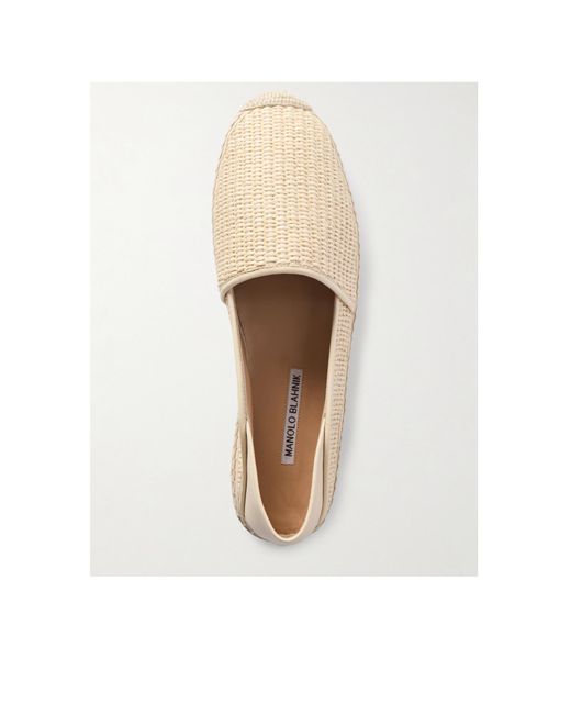 Manolo Blahnik Natural Round Toe Espadrilles