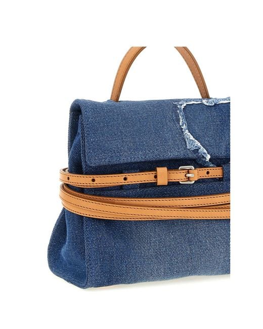 Moschino Blue Logo Patch Wrap Clutch Bag