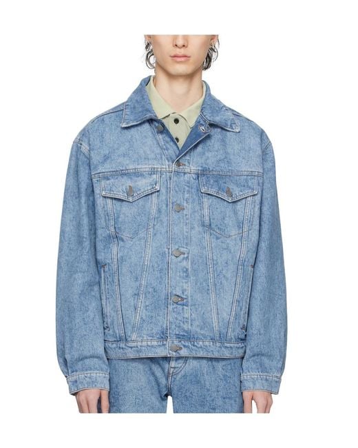 Boss Blue Long Sleeved Button-Down Denim Jacket for men