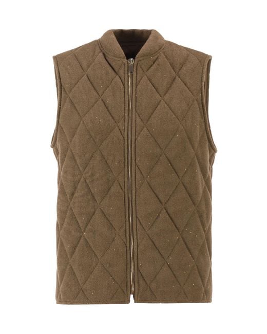 Fabiana Filippi Green Sequin Embellished Quilted Waistcoat