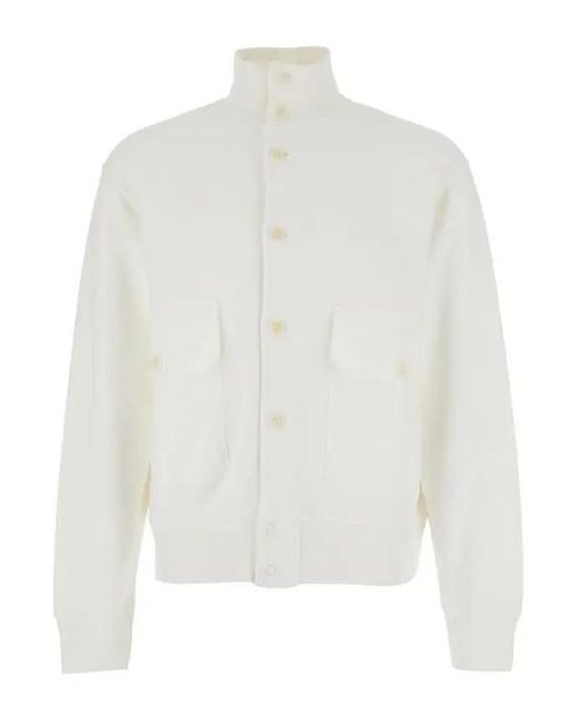 C P Company White High Neck Button Sweater for men