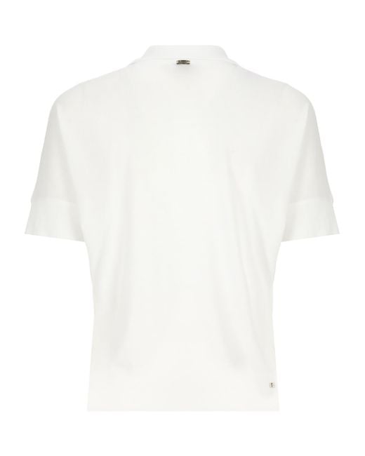 Herno White V-Neck Fine-Knit T-Shirt