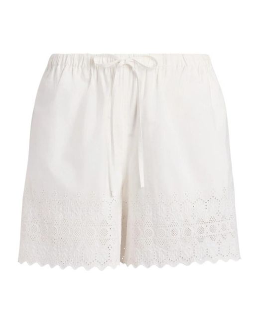 Polo Ralph Lauren White Eyelet Scalloped Cotton Shorts