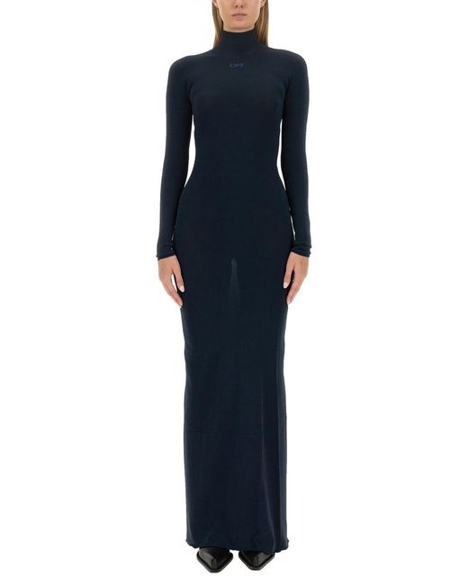 Off-White c/o Virgil Abloh Blue Funnel-Neck Maxi Dress