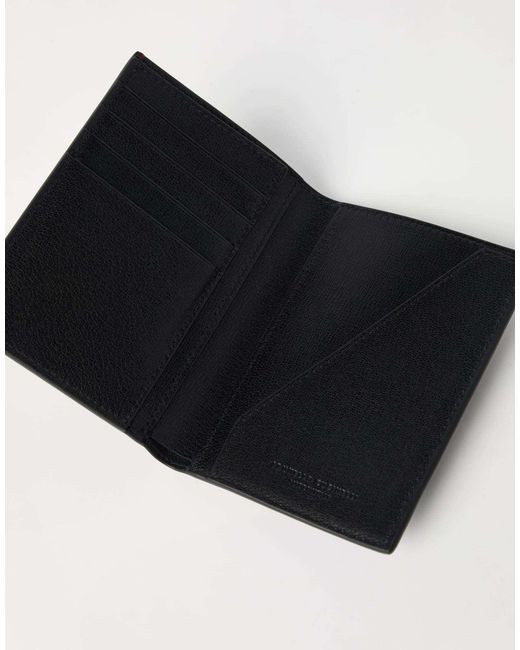 Brunello Cucinelli Black Logo Embossed Folding Passport Holder for men