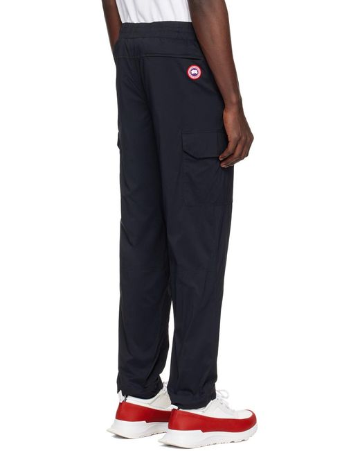 Canada Goose Black Logo Patch Drawstring Cargo Trousers for men