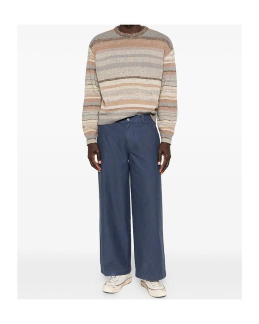 ERL Natural Striped Crew-Neck Sweater for men
