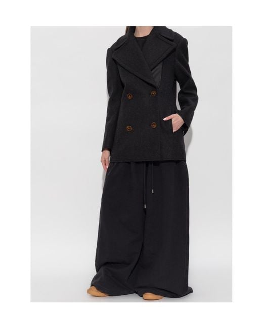 Lanvin Black Double-Breasted Tailored Coat