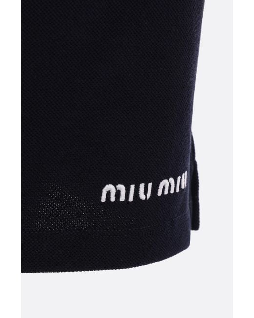 Miu Miu Blue Logo-Embroidered Shorts