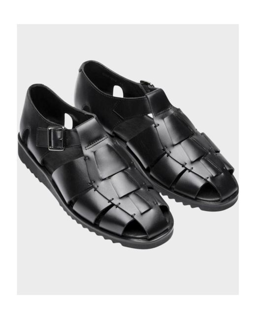 Paraboot Black Hollowed-Out Flat Sandals for men