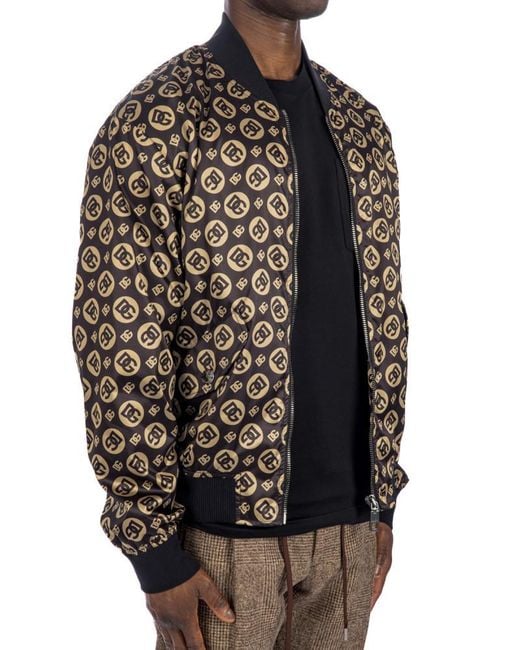 Dolce & Gabbana Multicolor Logo Printed Zipped Bomber Jacket for men