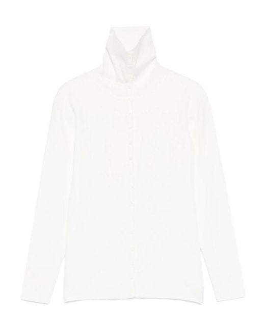 Totême White Totême Buttoned High-Neck Knitted Cardigan