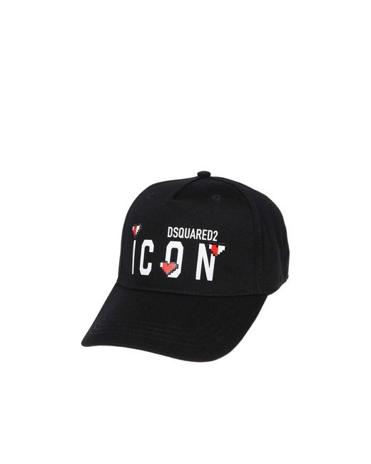 DSquared² Black Logo Printed Curved Peak Baseball Cap