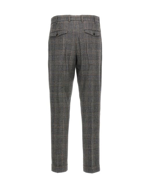 PT01 Gray Checked Casual Pants for men