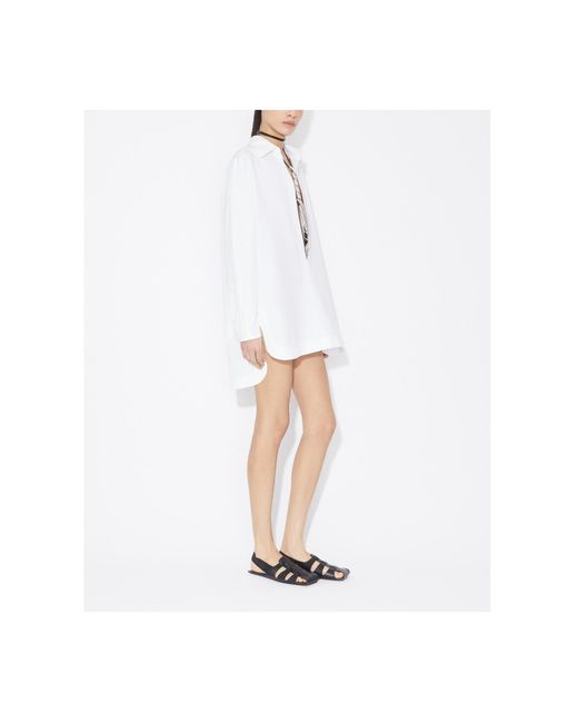 Alaïa White Chic Poplin Mini Shirt Dress For