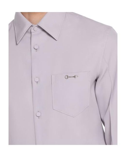 Gucci Purple Gabardine Collared Long-Sleeve Shirt for men