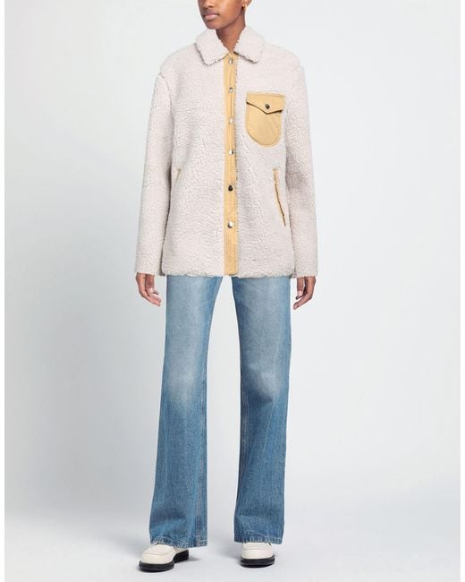 Rag & Bone White Solid Color Teddy Fleece Coat