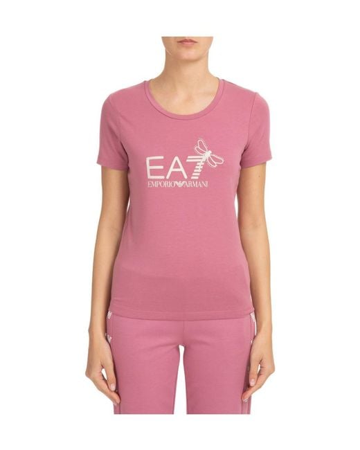 EA7 Pink Round-Necked Logo T-Shirt