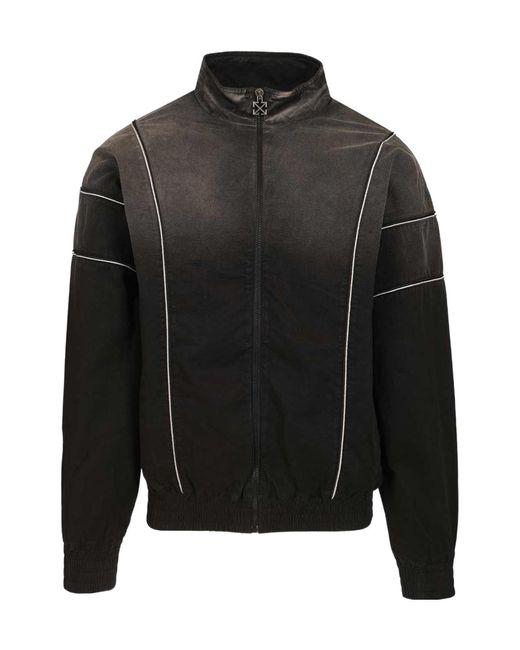 Off-White c/o Virgil Abloh Black Logo Embroidered Zip-Up Jacket for men