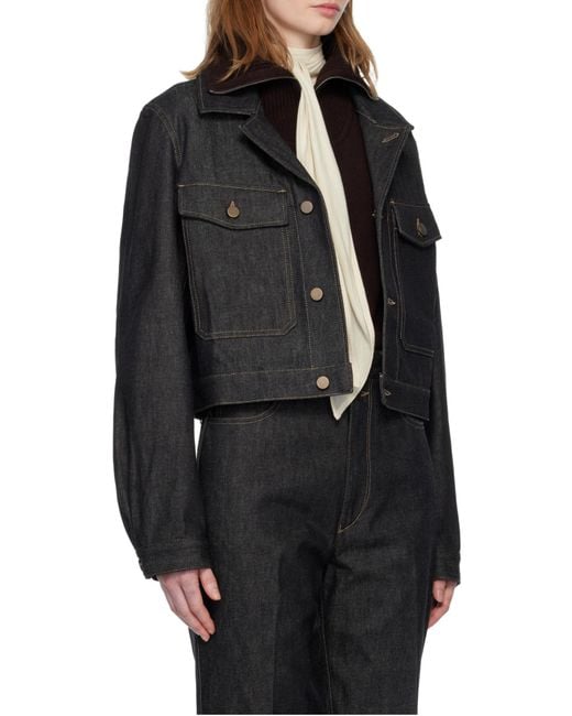 Lemaire Black Button-Fastening Patch-Pocket Denim Jacket