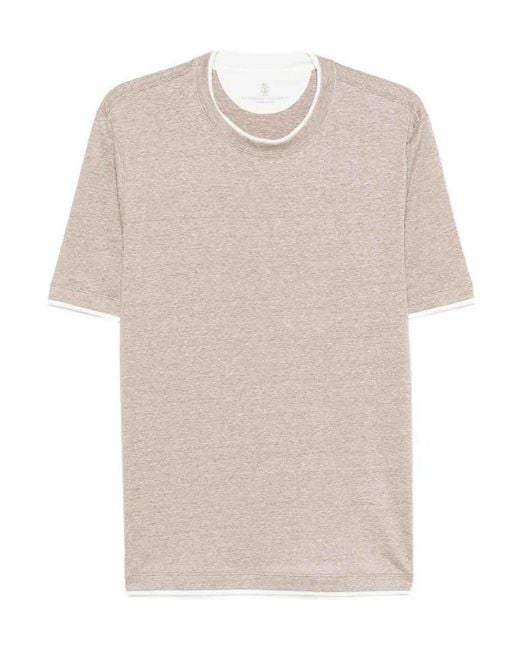 Brunello Cucinelli White T-Shirt With Faux-Layering for men