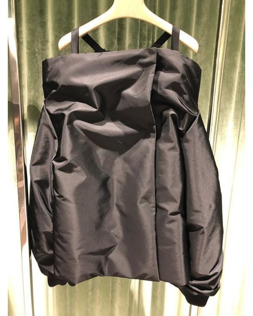 Prada Black Off-Shoulder Padded Re-Nylon Jacket
