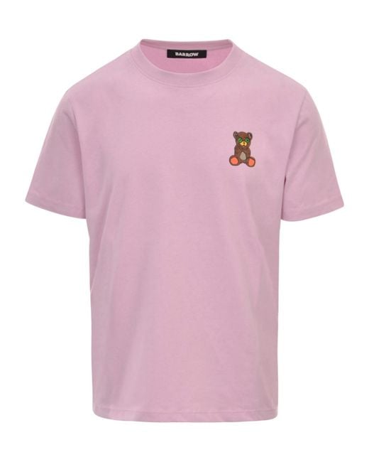 Barrow Pink Teddy Bear Printed Crewneck T-Shirt for men