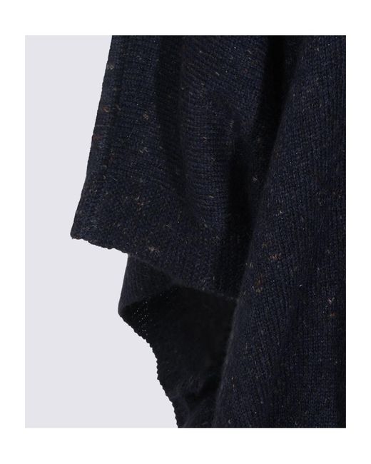 Fabiana Filippi Blue Buttoned Collar Cape