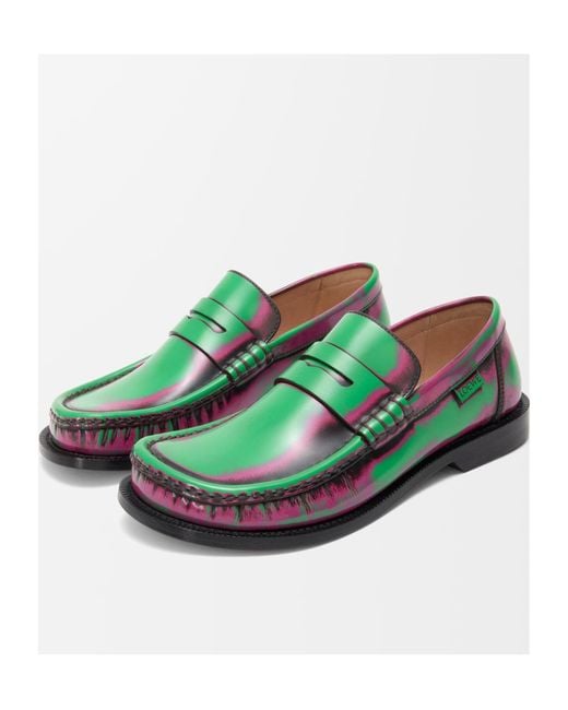 Loewe Green Campo Brushed Loafers