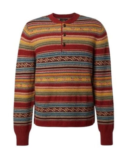 RRL Brown Wool-Blend Jacquard Sweater for men
