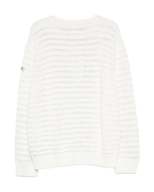 MM6 by Maison Margiela White Round-Neck Knitwear for men
