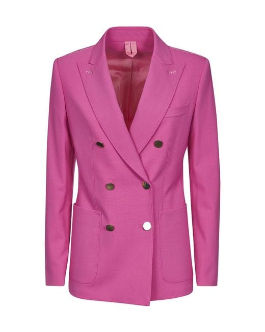 Max Mara Pink Double-Breasted Tailored Blazer