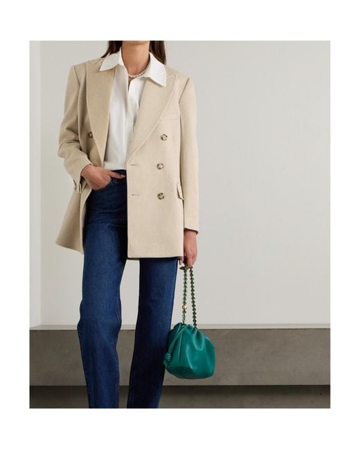 Victoria Beckham Natural Peak-Lapel Double-Breasted Blazer