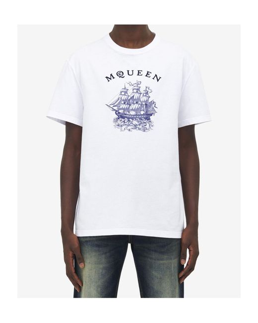 McQueen White Sailor Tattoo T-Shirt for men