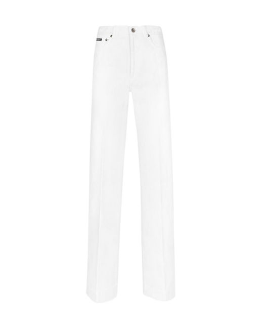 Dolce & Gabbana White Logo Tag Flared Jeans