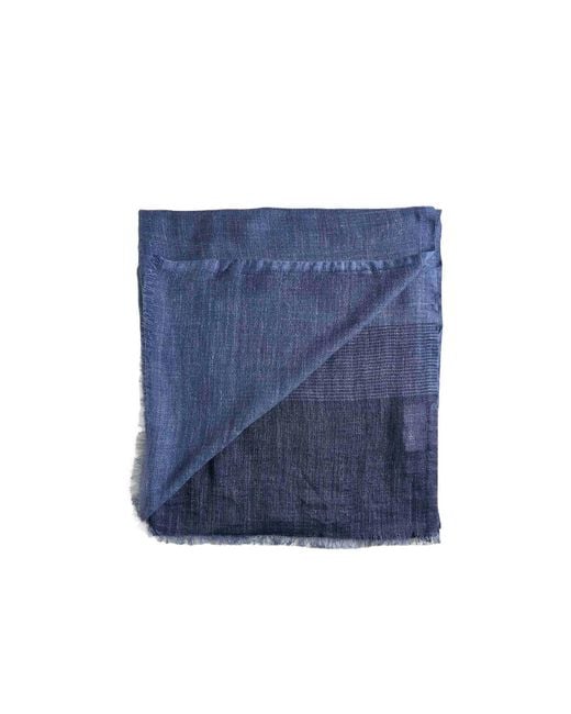 Brunello Cucinelli Blue Frayed Edge Scarf for men