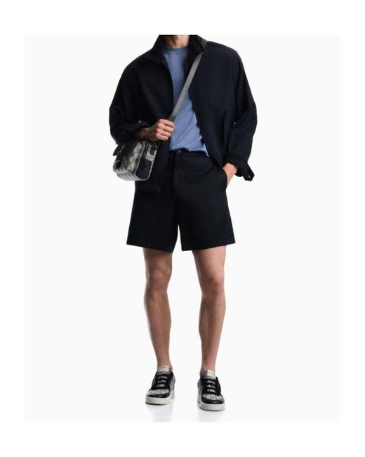 Emporio Armani Blue Blouson Jacket With High Collar And Angled Flap Pockets for men
