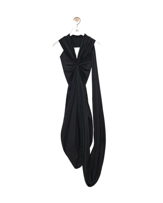 Loewe Black Gathered Draped Sleeveless Dress