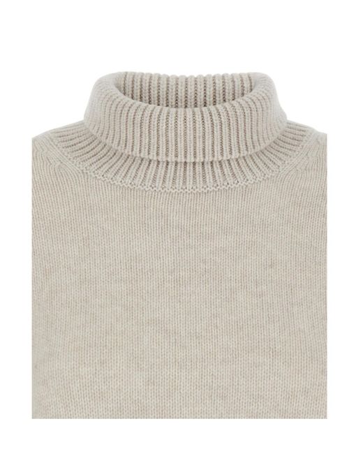 Lisa Yang White Turtleneck Knit Sweater