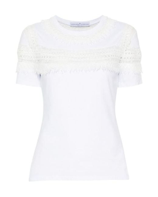 Ermanno Scervino White Frayed Cotton T-Shirt