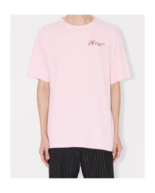 KENZO Pink Winter Holidays' Embroidred T-Shirt for men