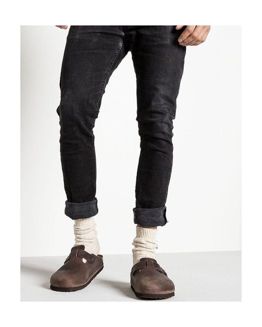 Birkenstock Brown Boston Leather Mules for men